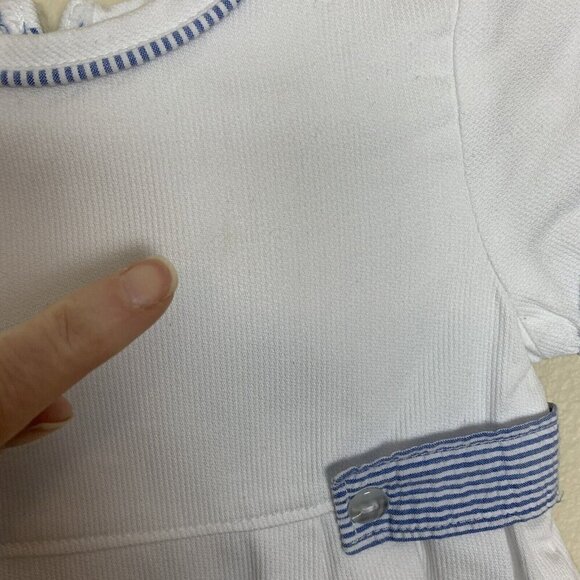 Little Me Short Sleeve Dress White Blue Seersucker Classic Girls 9 Months - Picture 15 of 15